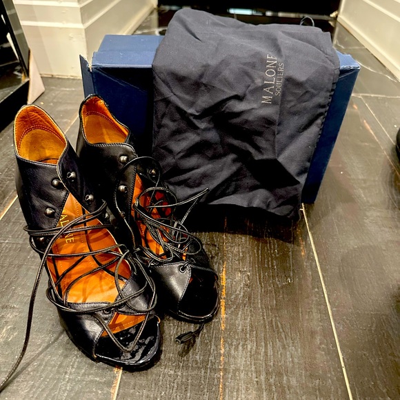 Malone souliers savannah capretto blue lace up heel size 37 - Picture 2 of 7